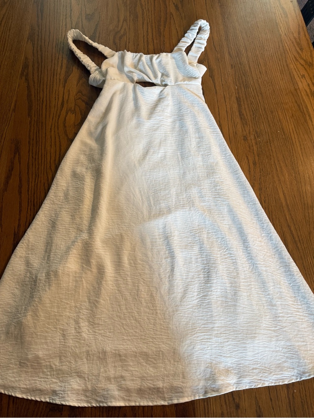Altar'd State White Maxi Dress with Ruched Straps